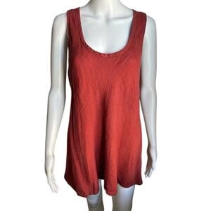 Flax Womens M Linen Sleeveless Tunic Red Lagenlook Relaxed Artsy Top